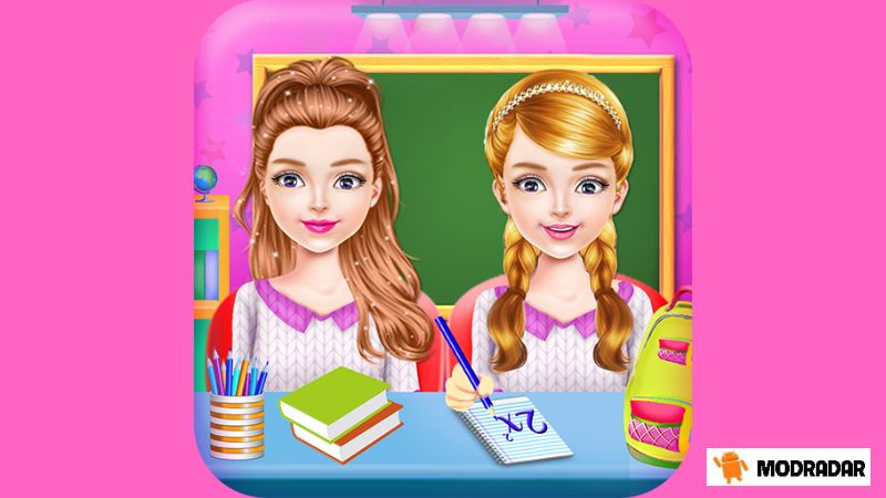 Twins Sisters Girls School Day